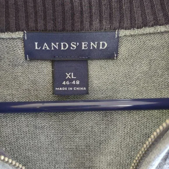 Vintage Lands End Men's 1/4 Zip Pullover Retro Embroidered Tennis Size 46-48 XL - Picture 7 of 7